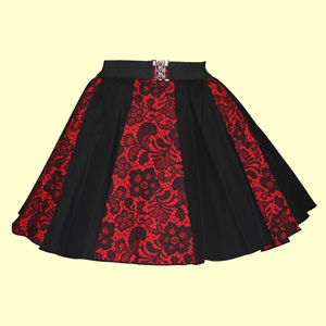 Childs Red Lace & Plain Black Panel Skirt Dancewear Outfit