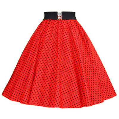 Red / Black 7mm Polkadot Circle Skirt Ideal Dancewear Outfit